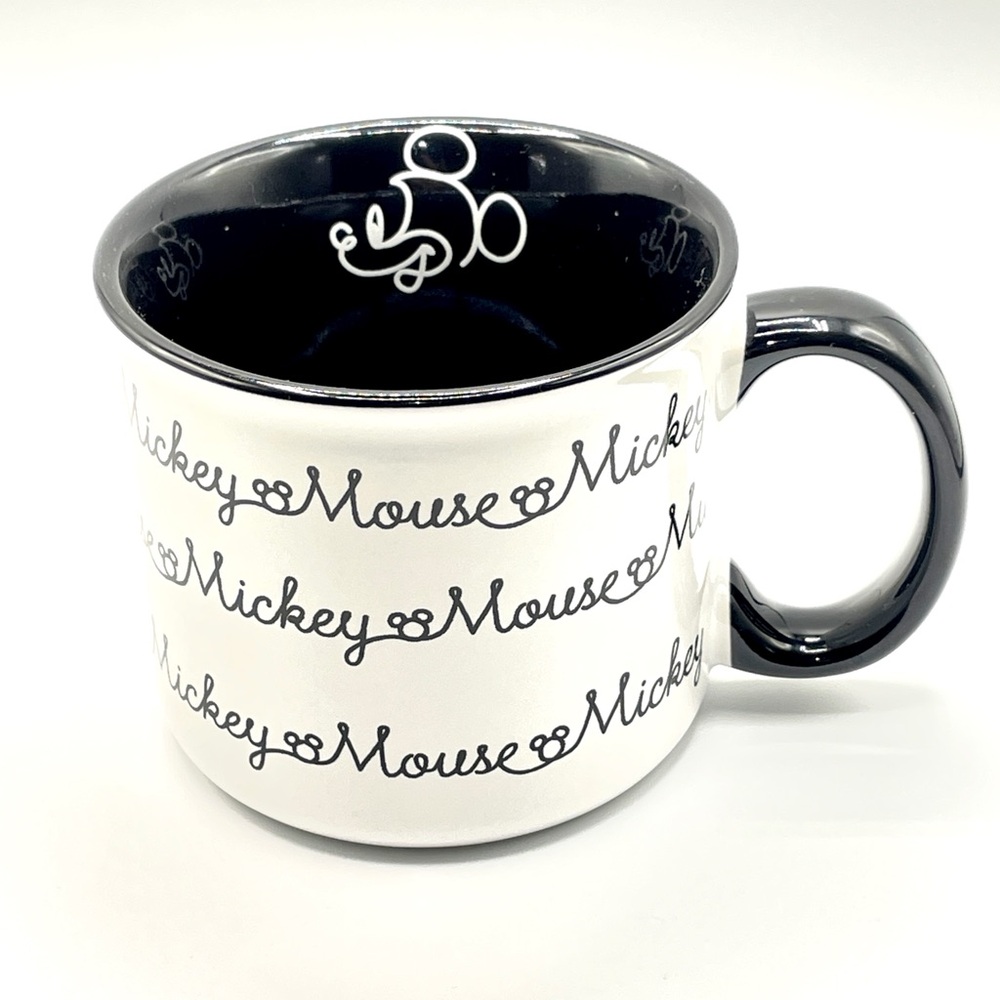 Disney Mickey Mouse Black and White Cursive Mug